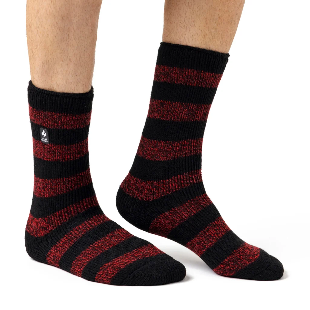 Mens Original Palermo Chunky Stripe Socks – Black & Red