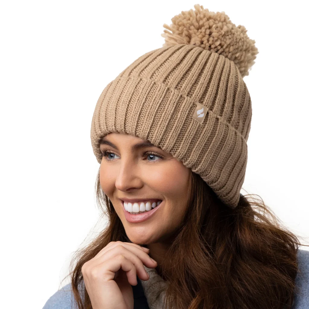 Ladies Arden Pom Pom Hat – Camel