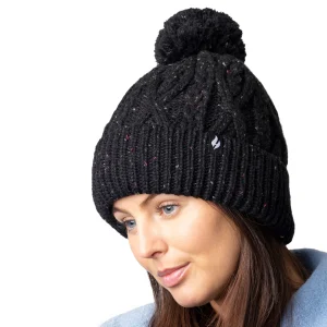 Ladies Salzburg Nepp Yarn Pom Pom Hat – Black
