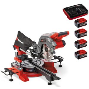 Einhell TE-SM 36/8 L Li 36v Cordless Sliding Compound Mitre Saw 216mm 4 x 5.2ah Plus Li-ion Twin or Dual Battery Charger No Case