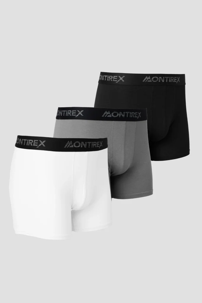 MONTIREX – 3 Pack Trail Boxer – Black, Grey – M – Men’s Underwear