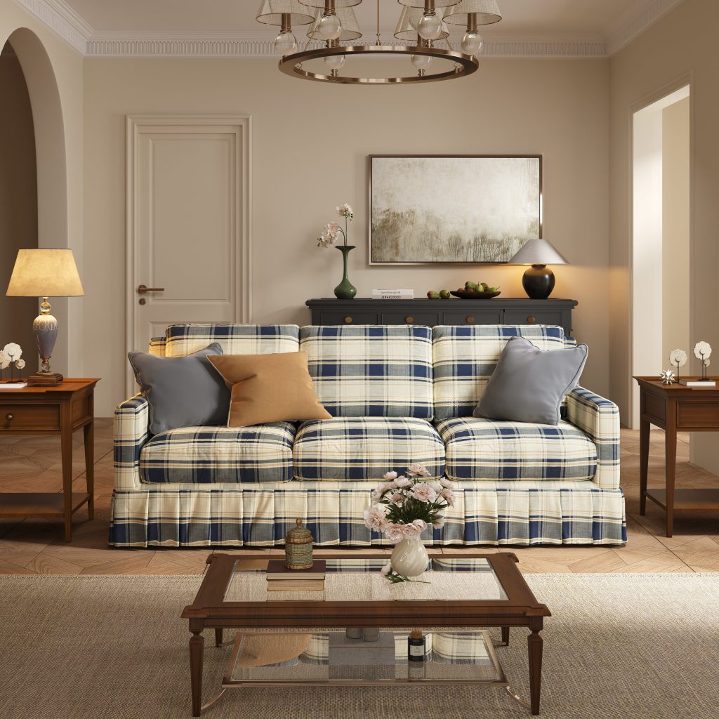 Cottonfy Minimalist Stylish Detachable Striped and Checkered Pattern Sofa