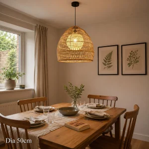 Lightsin Natural Rattan Pendant Light with Optional Woven Inner Sphere