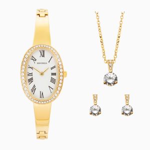 Sekonda Bellamy Ladies Stone Set Gift Set |Gold Case and Alloy Jewellery Bracelet | 49078