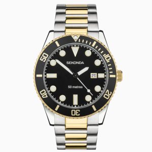 Sekonda Sekonda Ocean Men’s Watch | Two Tone Alloy Case & Stainless Steel Bracelet with Black Dial | 30139